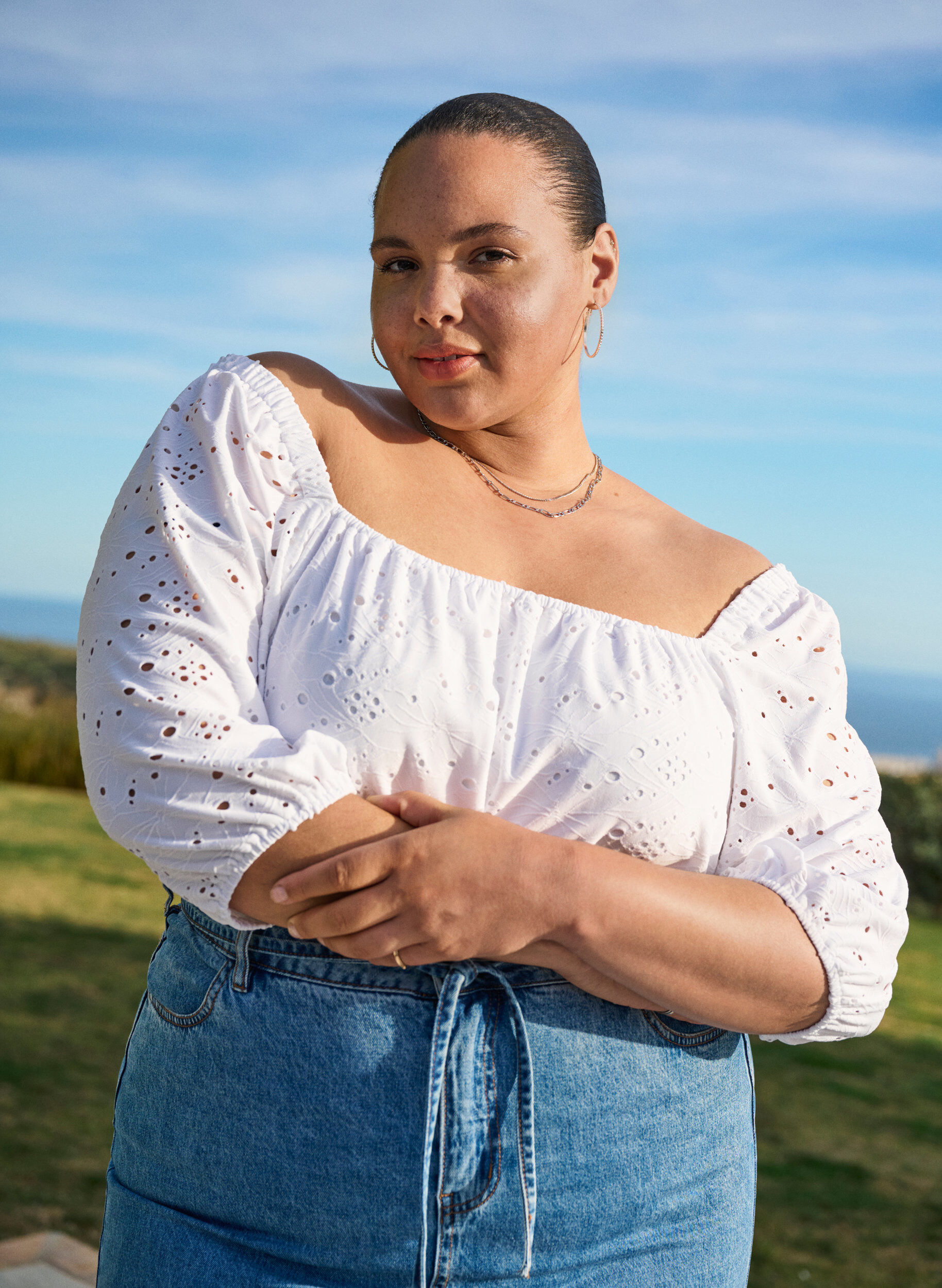 Zizzi Pusero, jossa on lyhyet puffihihat ja avokuviointi, Valkoinen, Image image number 0