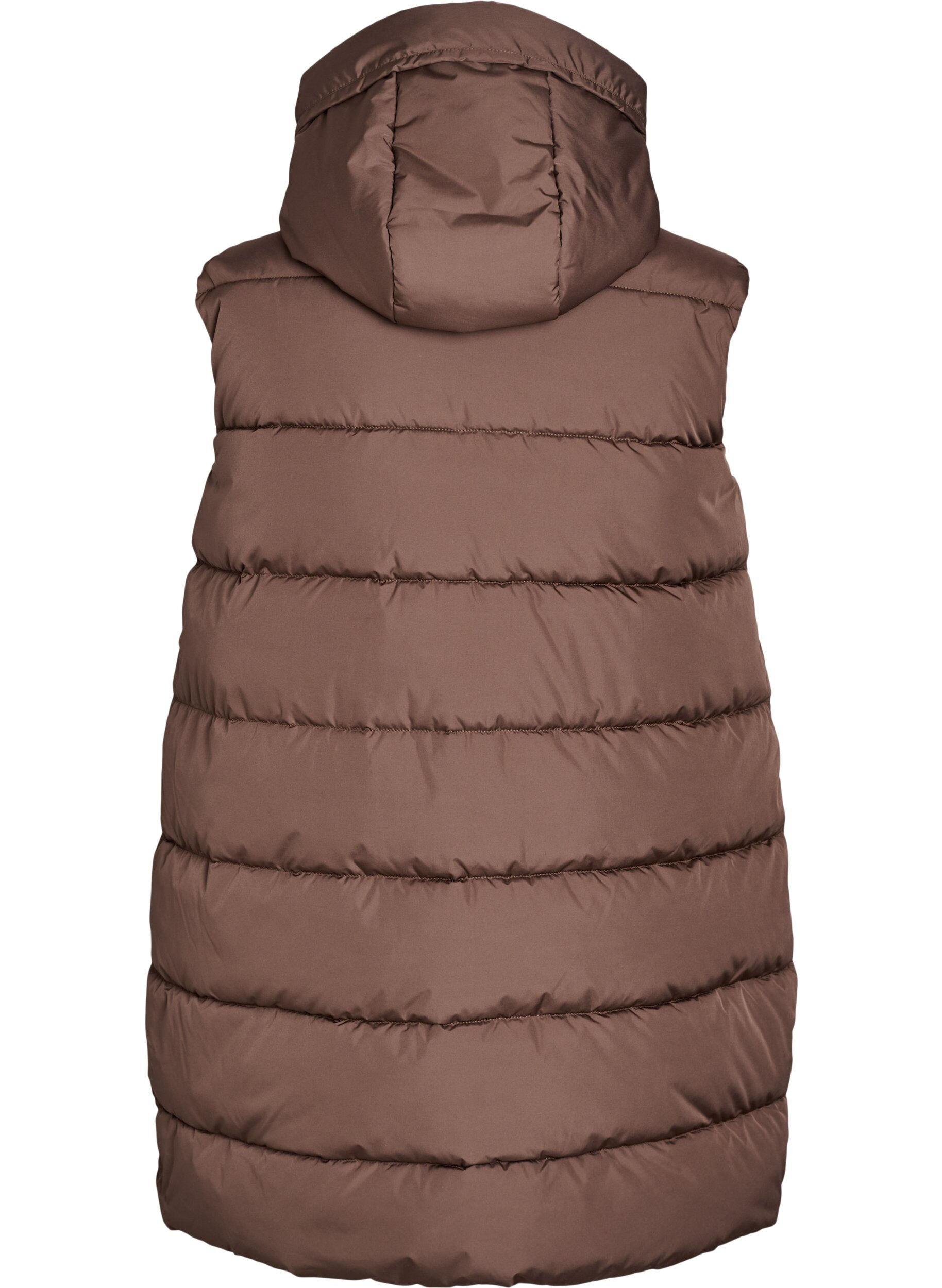 ZizziPitk&auml; liivi hupulla ja taskuilla, Ruskea, Packshot image number 1