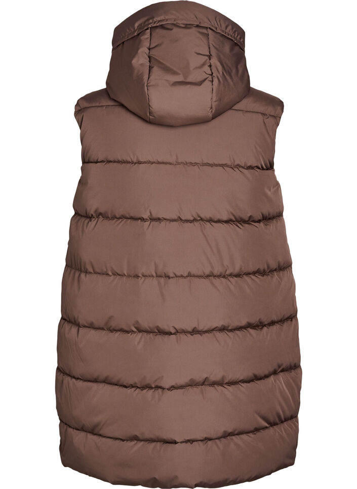 Pitk&auml; liivi hupulla ja taskuilla, Ruskea, Packshot image number 1