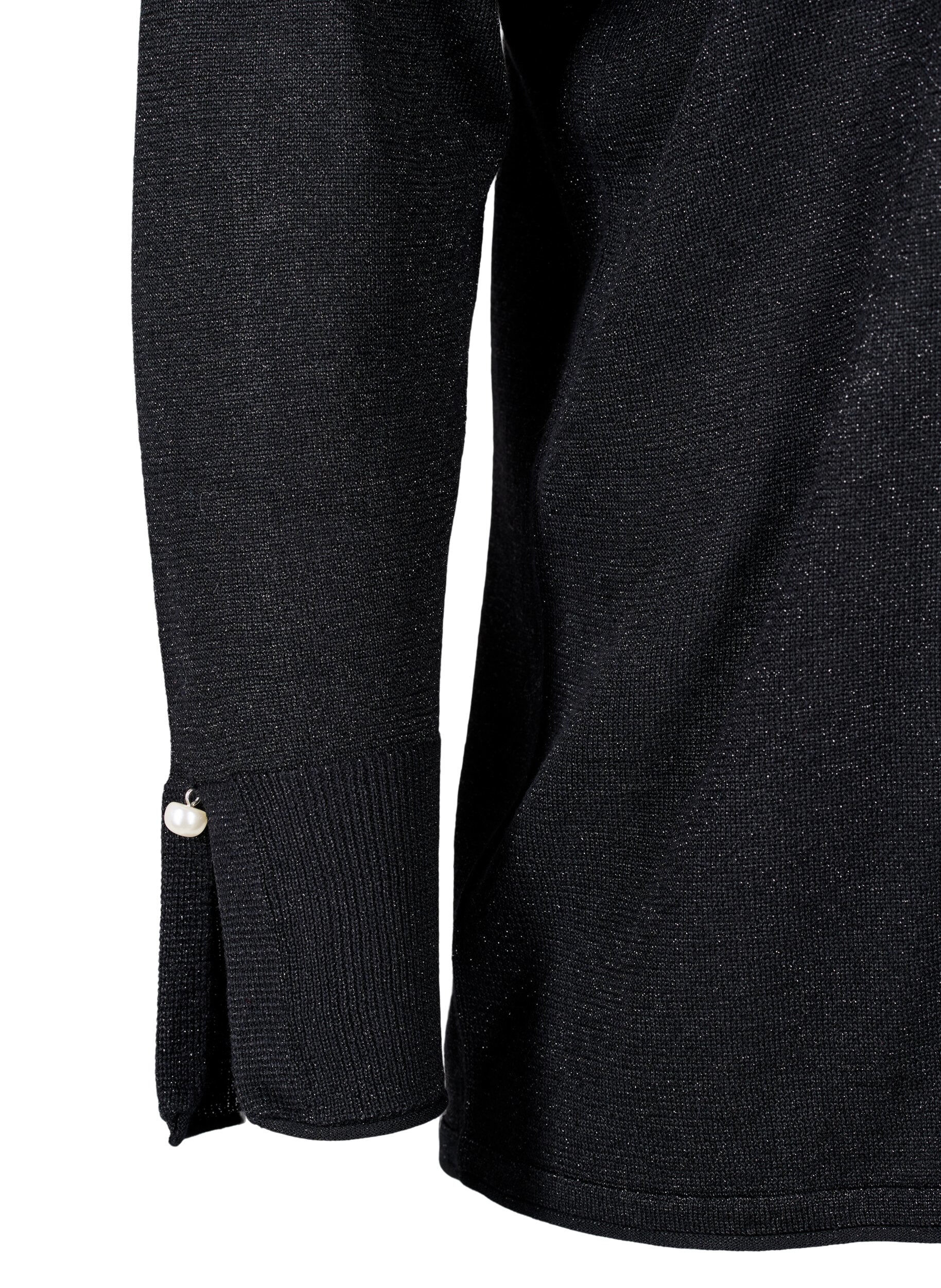 Zizzi Viskoosineulepusero glitterill&auml;, Black w. DTM Lurex, Packshot image number 3