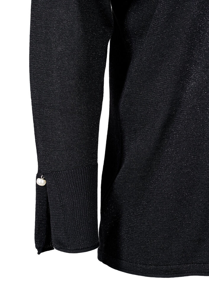 Viskoosineulepusero glitterillä, Black w. DTM Lurex, Packshot image number 3