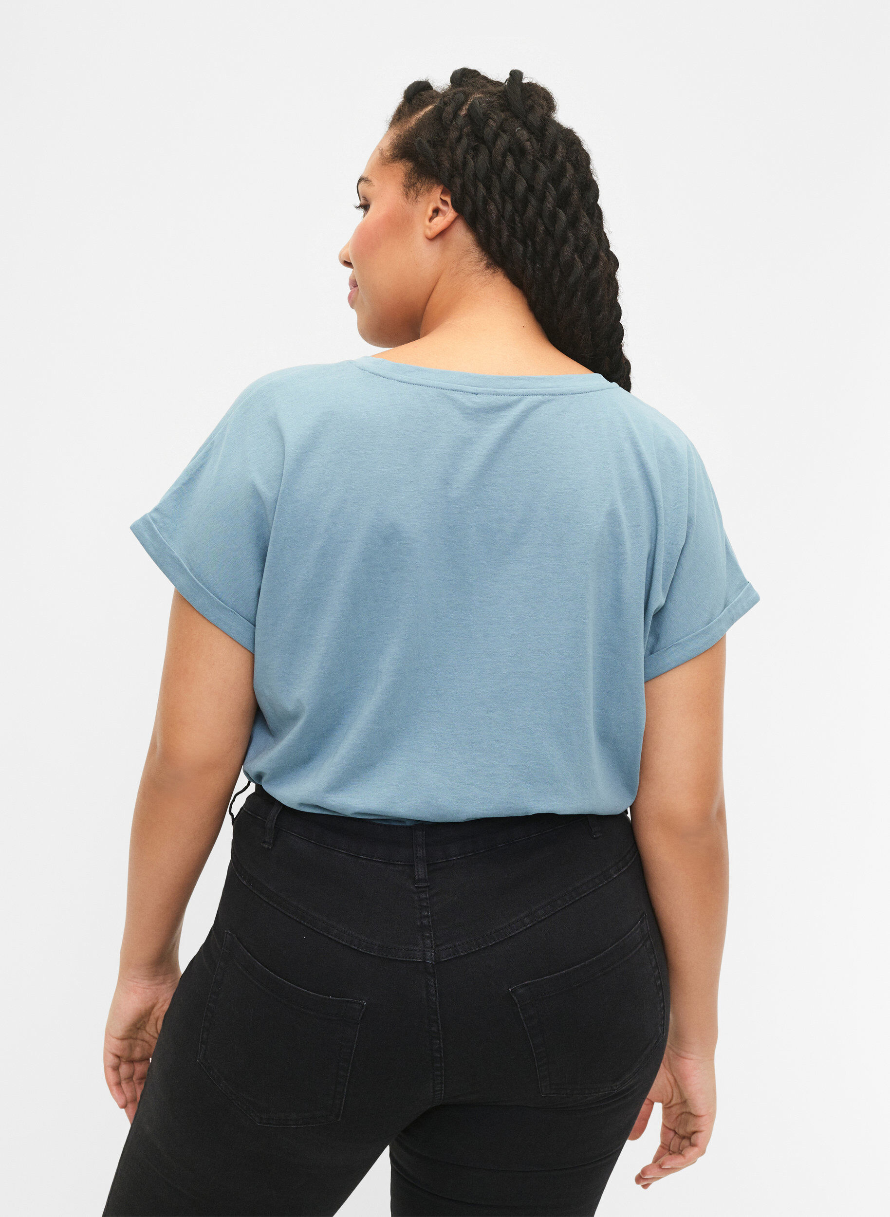 Zizzi Lyhythihainen t-paita 2-pack, Sininen, Model image number 2