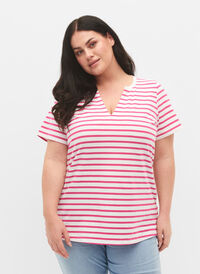 Puuvillainen T-paita pilkuilla ja v-pääntiellä, B.White/F.P. Stripes, Model
