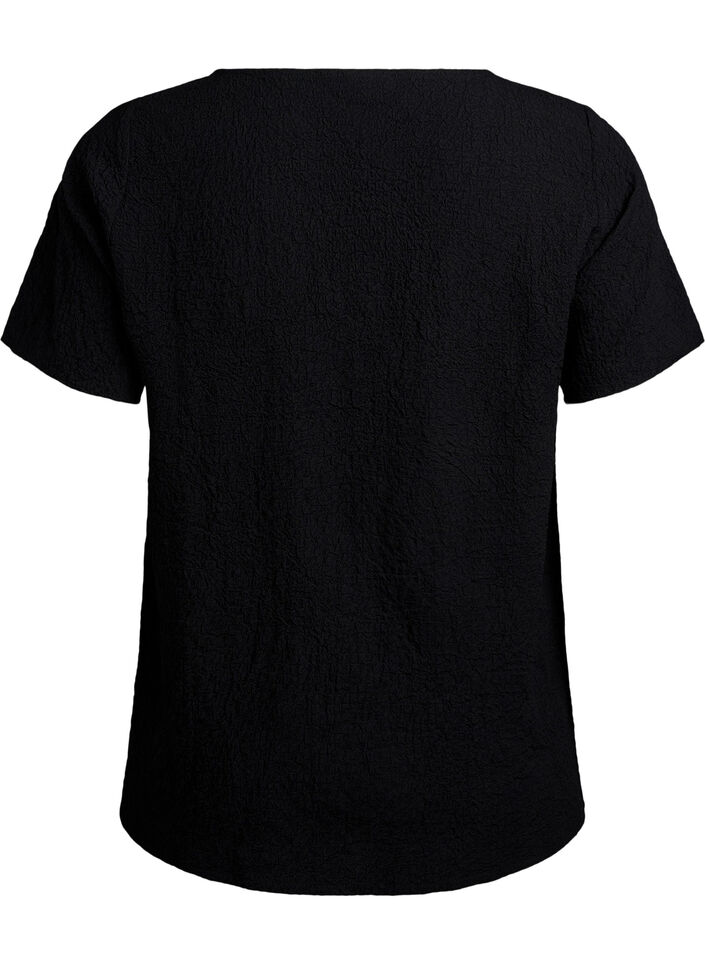 FLASH - Lyhythihainen pusero tekstuurilla, Musta, Packshot image number 1