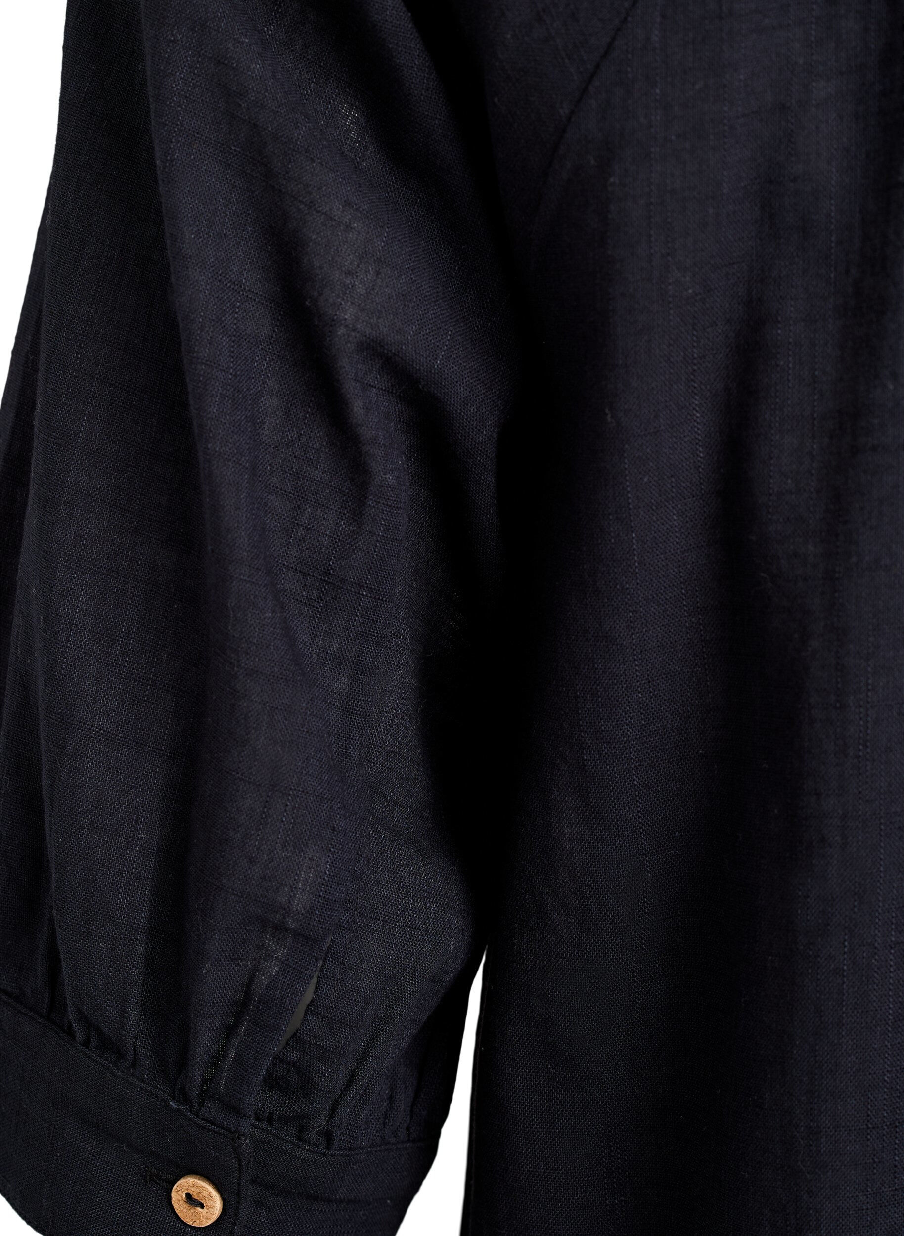 Zizzi Puuvillatunika V-p&auml;&auml;ntiell&auml;, Musta, Packshot image number 3