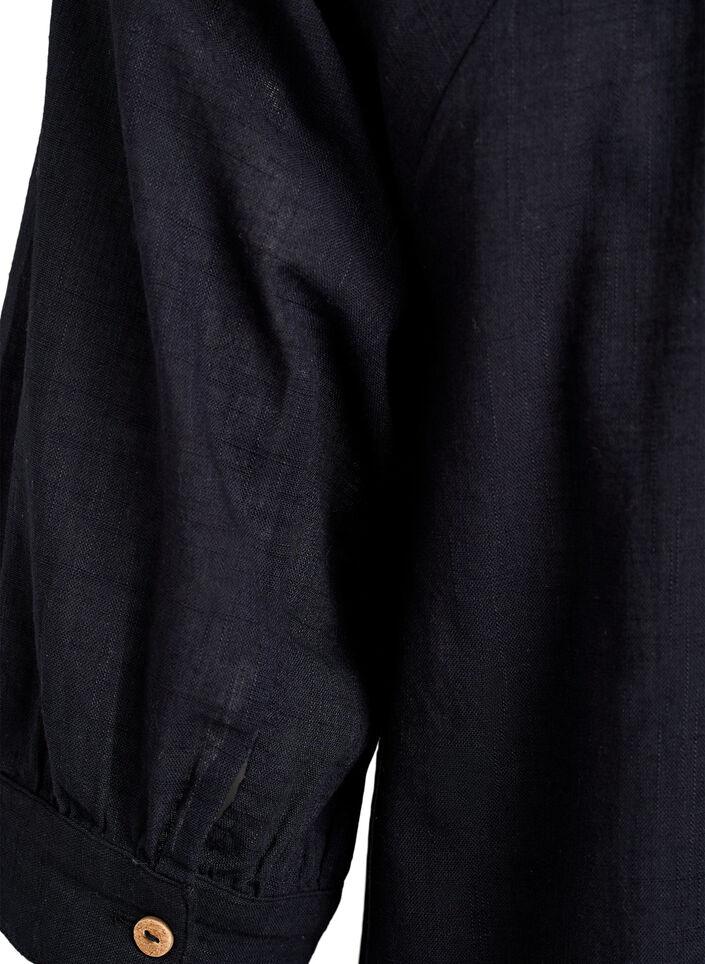 Puuvillatunika V-p&auml;&auml;ntiell&auml;, Musta, Packshot image number 3