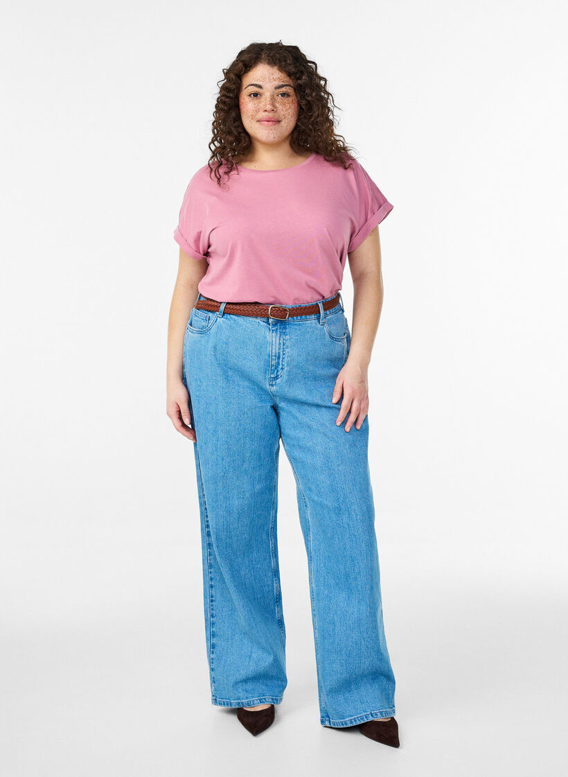 Lyhythihainen puuvillasekoite t-paita, Vaaleanpunainen, Model image number 1