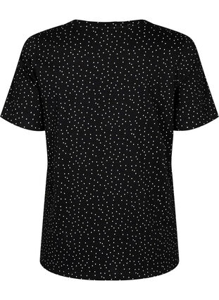 Orgaanisesta puuvillasta valmistettu pilkullinen t-paita	, Black w. White Dot, Packshot image number 1