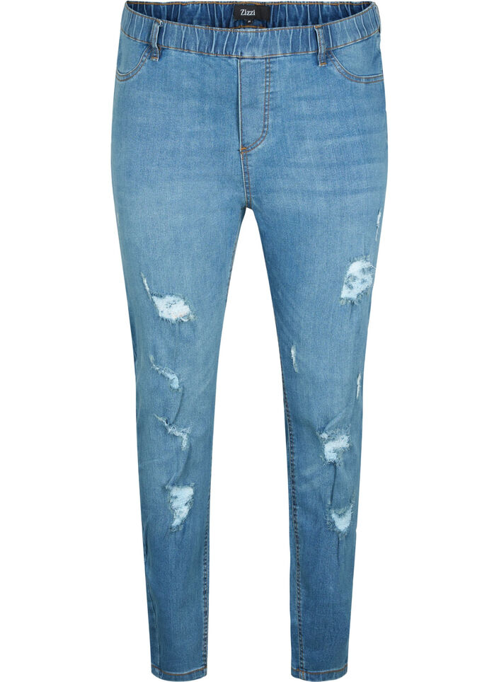 Jeggingsit kulutetuilla yksityiskohdilla, Blue denim, Packshot image number 0