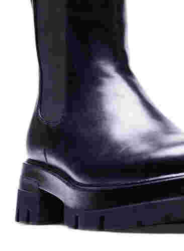 Wide fit -nahkanilkkurit kuminauhalla, Black, Packshot image number 2