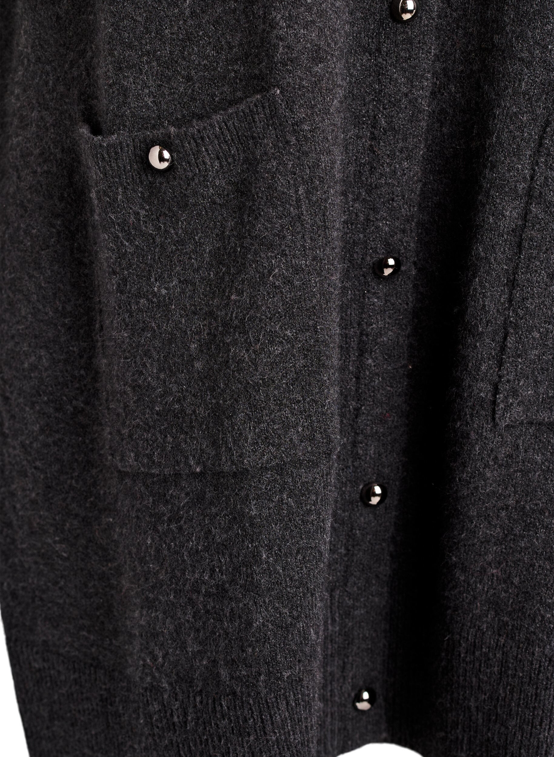 Zizzi Lyhyt neulemekko lyhyill&auml; hihoilla ja pallonapeilla, Harmaa, Packshot image number 3