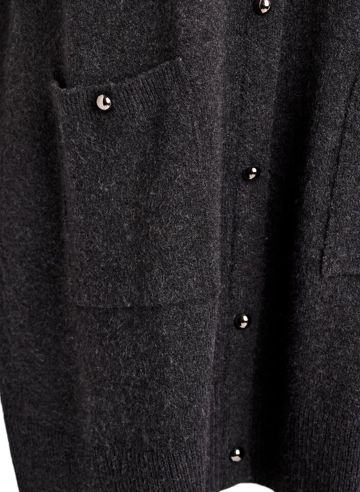 Lyhyt neulemekko lyhyillä hihoilla ja pallonapeilla, Harmaa, Packshot image number 3