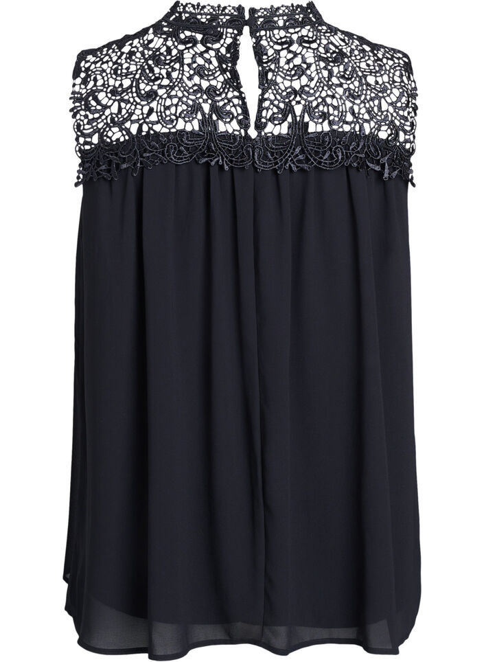 Hihaton juhlatoppi, jossa on virkattu osa, Musta, Packshot image number 1