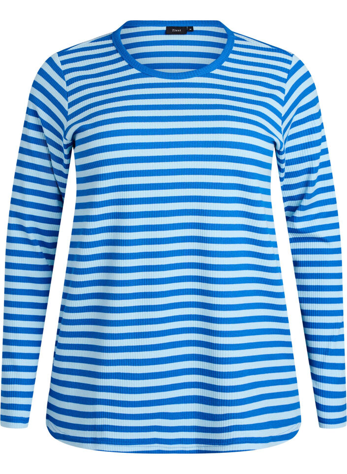 Raidallinen pusero pitkillä hihoilla, Sininen, Packshot image number 0