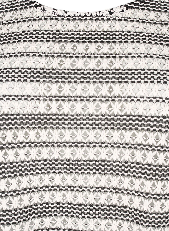 Virkattu pusero ¾-mittaisilla hihoilla, Black White, Packshot image number 2