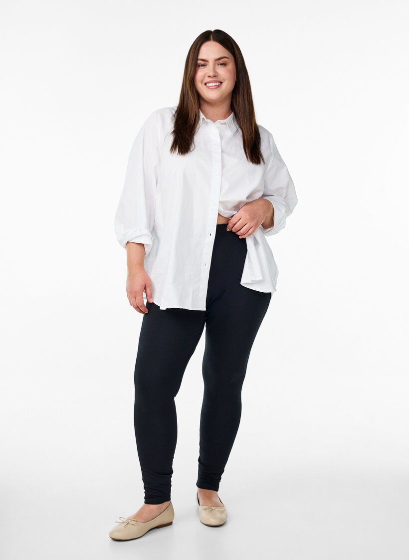 Puuvillaiset leggingsit vuorella , Musta, Model image number 1