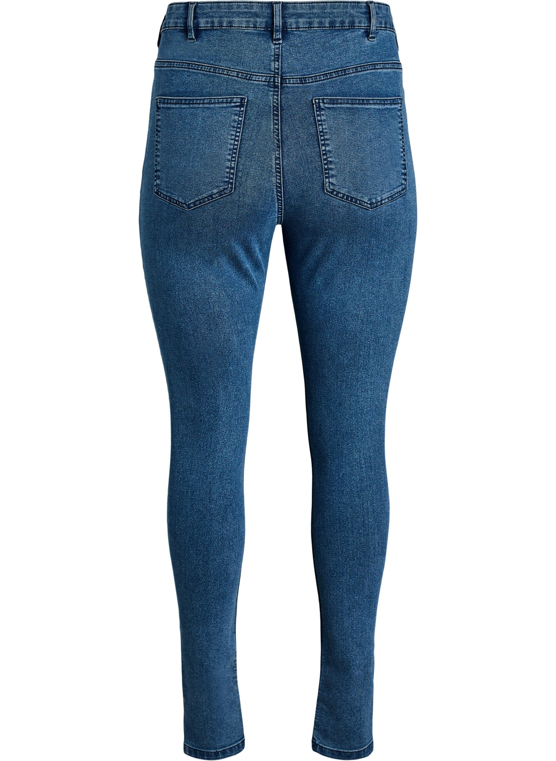 ZizziAmy korkea vy&ouml;t&auml;r&ouml;iset super slim fit -farkut, Sininen, Packshot image number 1
