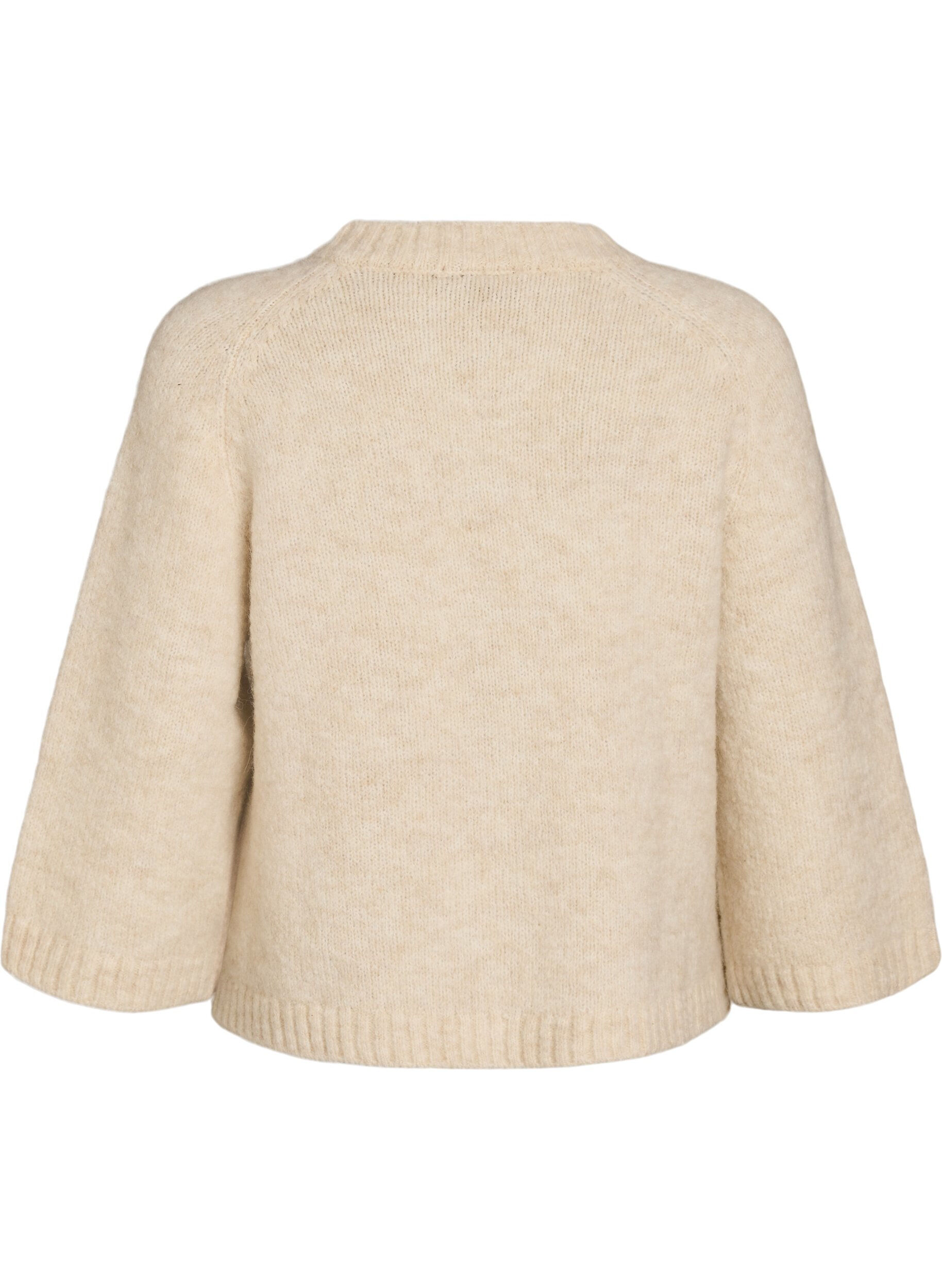 ZizziVillasekoite neuletakki 3/4-hihoilla, Beige, Packshot image number 1