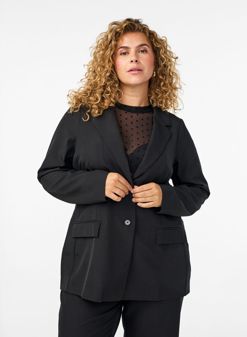 Bleiseri taskuilla ja halkioilla, Musta, Model image number 0
