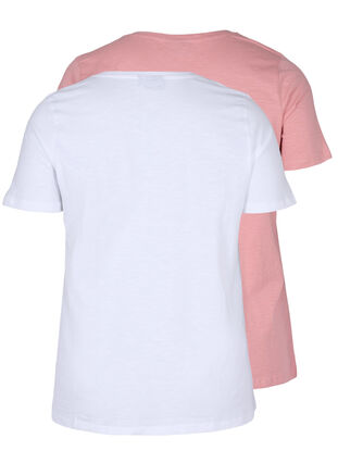 2 lyhythihaista t-paitaa puuvillasta , Bright White/Blush, Packshot image number 1