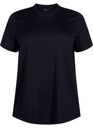 Puuvillainen perus-T-paita, jossa on pyöreä kaula-aukko, Musta