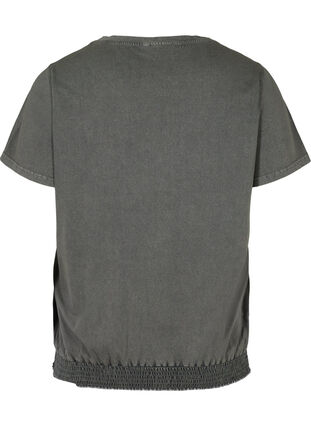 Lyhythihainen happopesty t-paita smokkirypytyksellä , Dark grey acid wash, Packshot image number 1