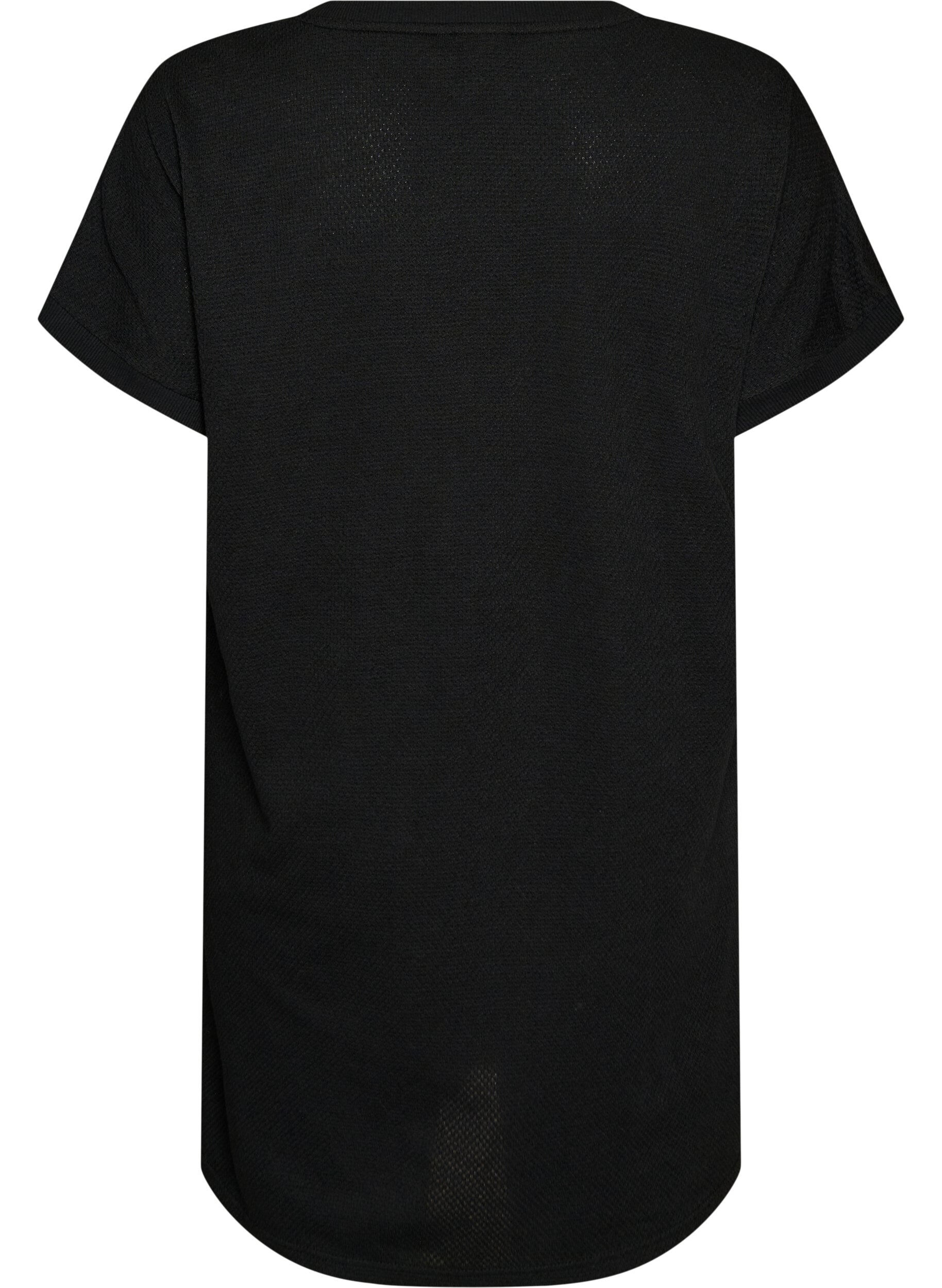 Zizzi Lyhyt teksturoitu jerseymekko py&ouml;re&auml;ll&auml; p&auml;&auml;ntiell&auml;, Musta, Packshot image number 1