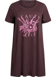 Lyhythihainen yöpaita luomupuuvillaa, Ruskea