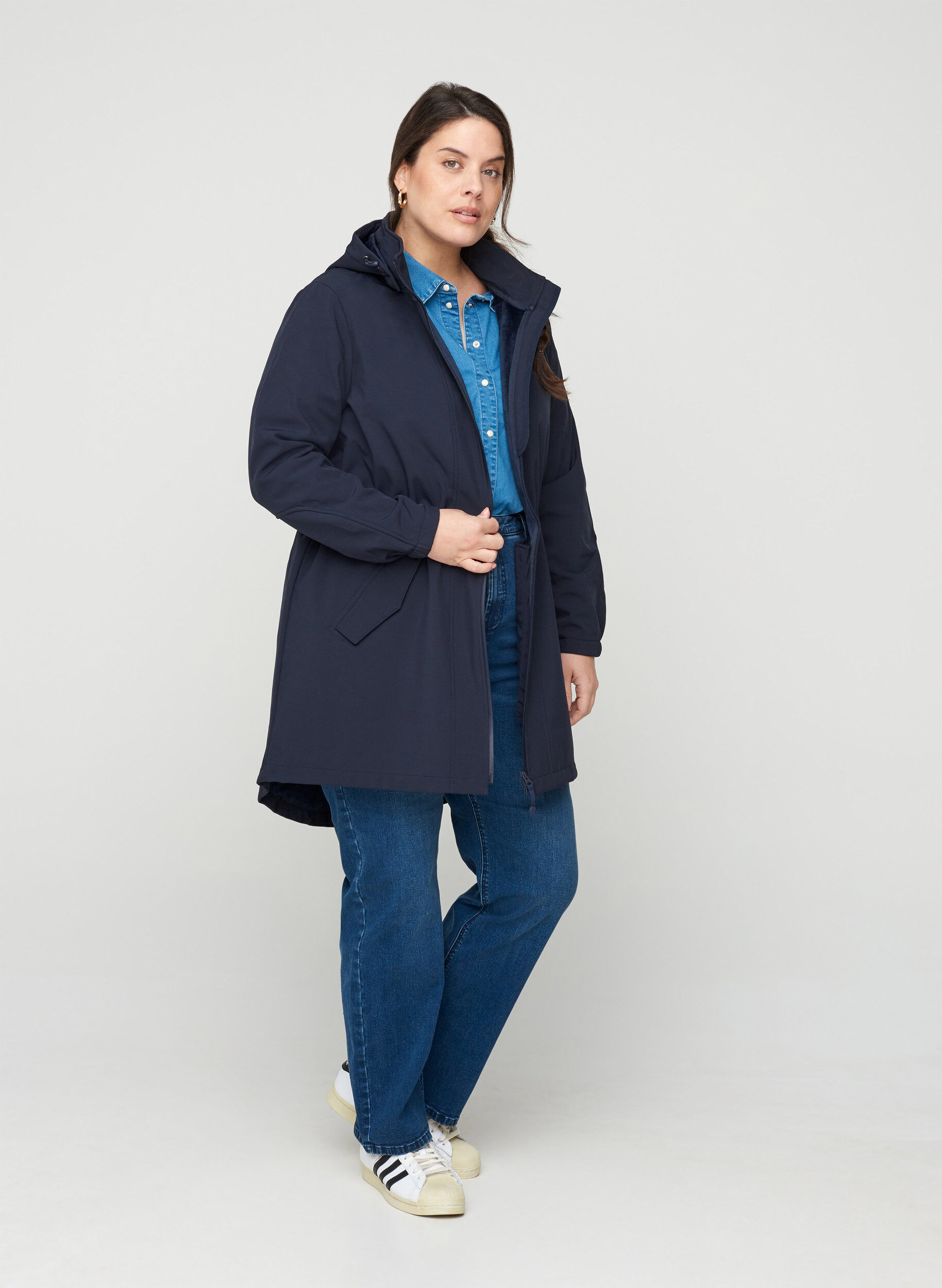 Softshell-takki hupulla - Sininen - Koot 40-64 - Zizzi