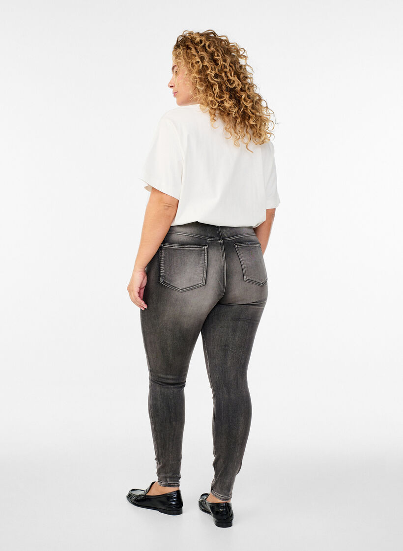 Super slim Amy-farkut korkealla vy&ouml;t&auml;r&ouml;ll&auml;, Harmaa, Model image number 1