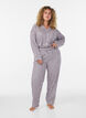 Puuvillapjama -housut korkealla vy&ouml;t&auml;r&ouml;ll&auml;, Punainen, Model image number 0