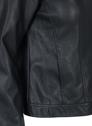 Keinonahkainen takki taskuilla, Black, Packshot image number 3