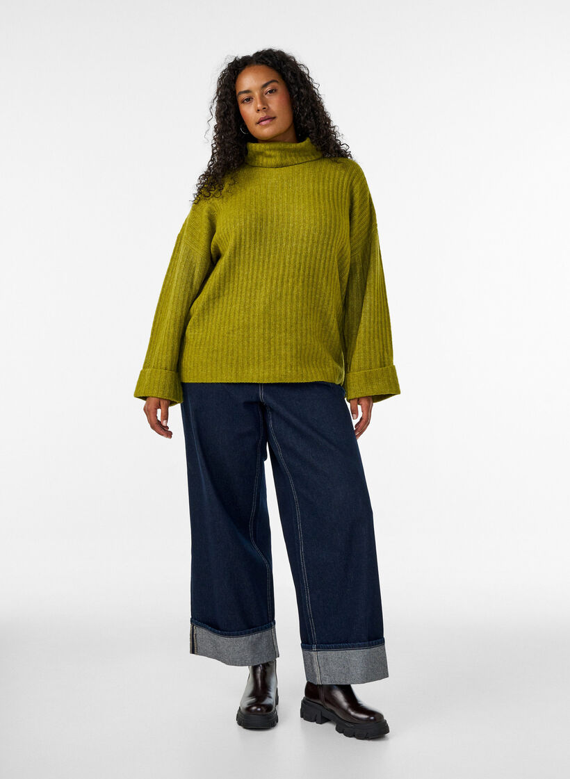 Neulepaita poolokauluksella, Vihre&auml;, Model image number 1
