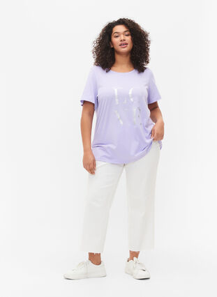 Lyhythihainen puuvillainen t-paita printillä, Lavender W. Love, Model image number 2
