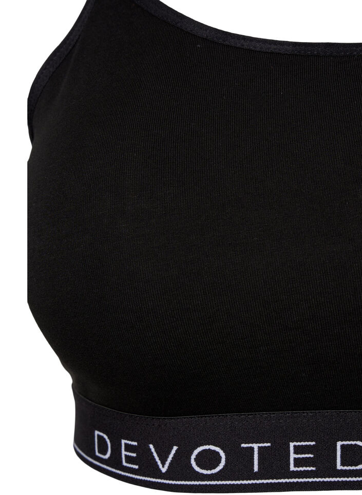 Puuvillainen rintaliivitoppi, jossa on s&auml;&auml;dett&auml;v&auml;t olkaimet, Musta, Packshot image number 2
