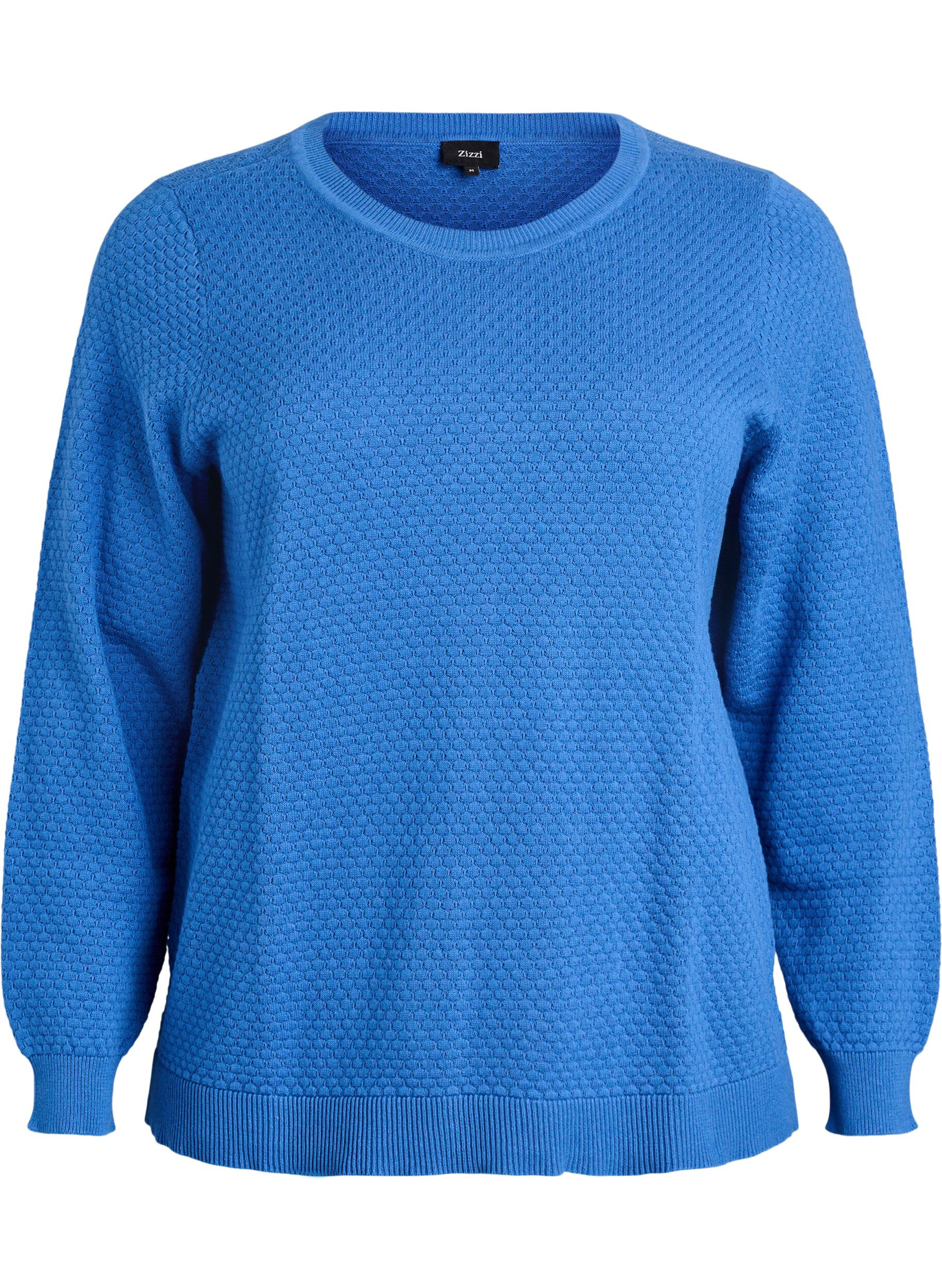 Puuvillainen neulepusero, jossa tekstuurikuvio