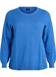 Puuvillainen neulepusero, jossa tekstuurikuvio, Sininen