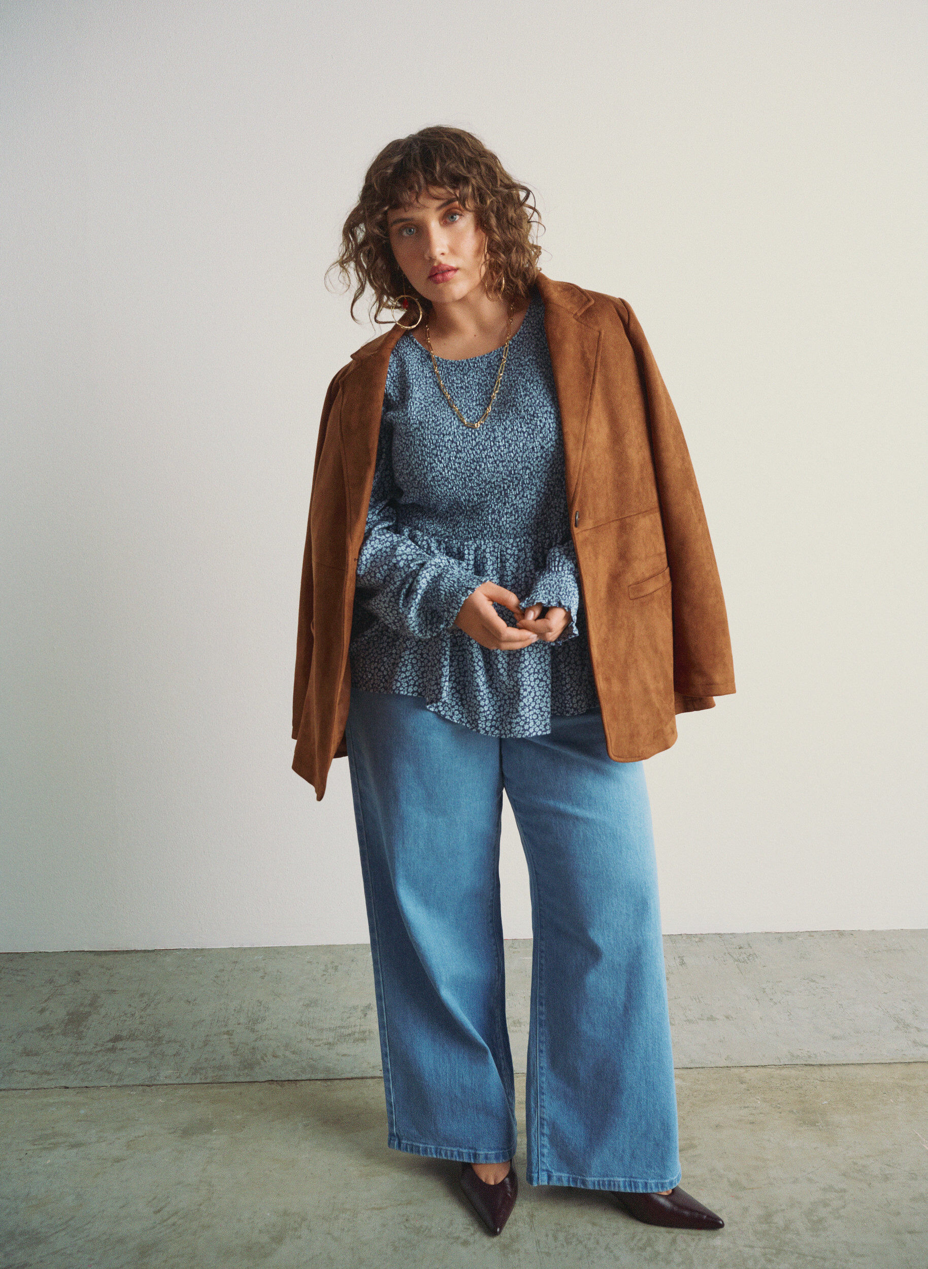 Zizzi Mokkanahkainen bleiseri, Ruskea, Image image number 0