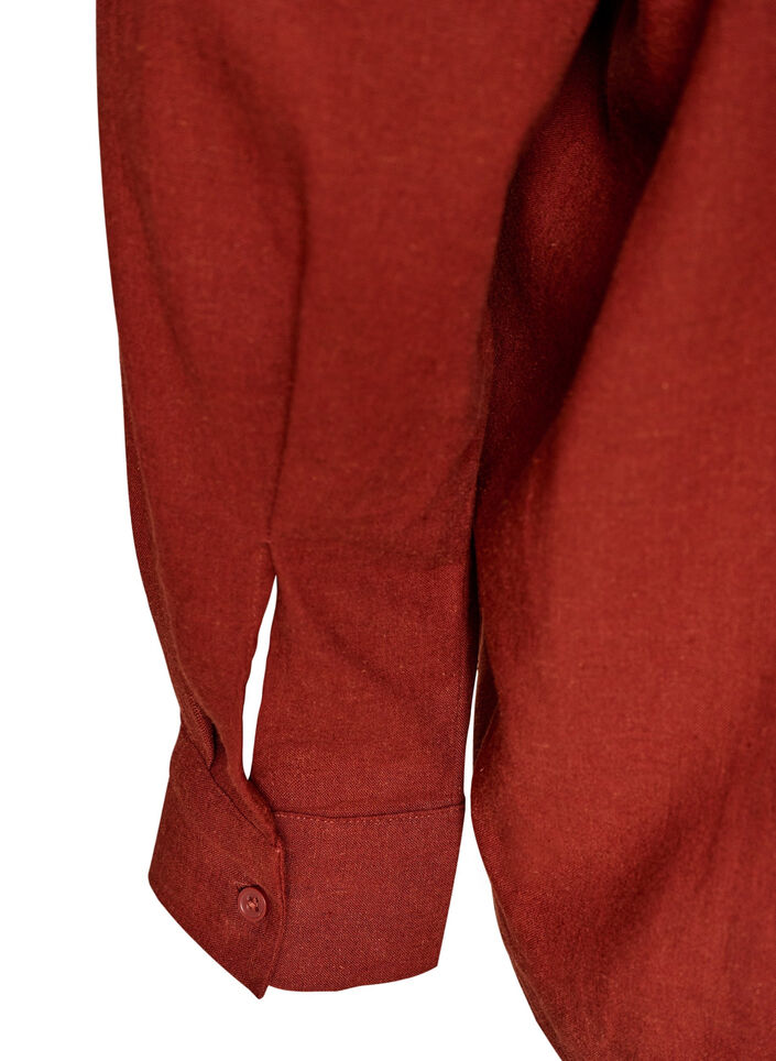 Pusero pellavaa ja viskoosia V-p&auml;&auml;ntiell&auml;, Punainen, Packshot image number 3