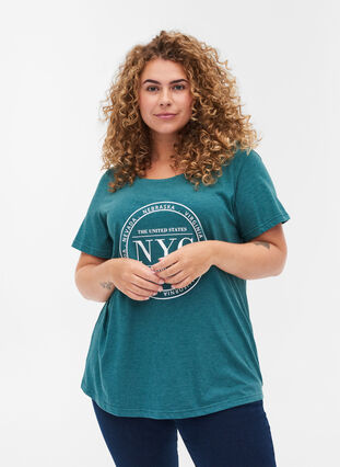 Meleerattu t-paita painatuksella ja lyhyillä hihoilla, Pacific Mel., Model image number 0