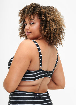 Bikiniliivi kuviolla ja kaarituella, Black White Stripe, Model image number 1