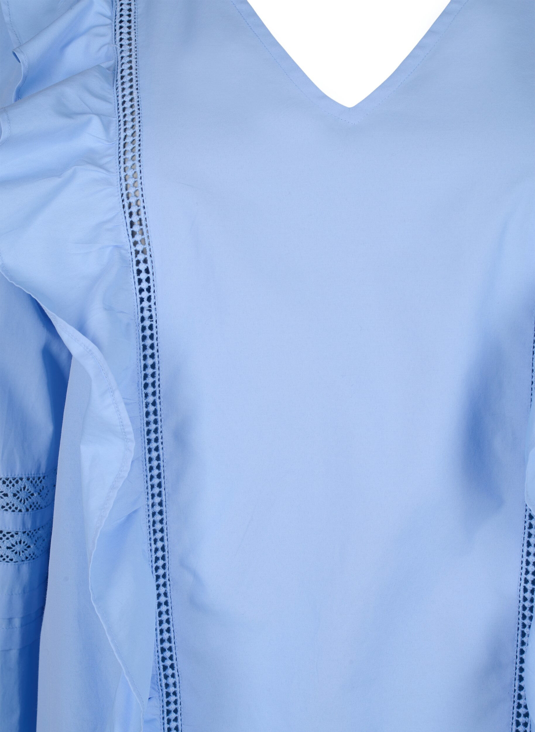 Zizzi Pusero r&ouml;yhel&ouml;ill&auml; ja pitsireunuksella, Sininen, Packshot image number 2