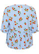 Puuvillapusero tomaattiprintill&auml; ja peplum-helmalla, Sininen, Packshot image number 1
