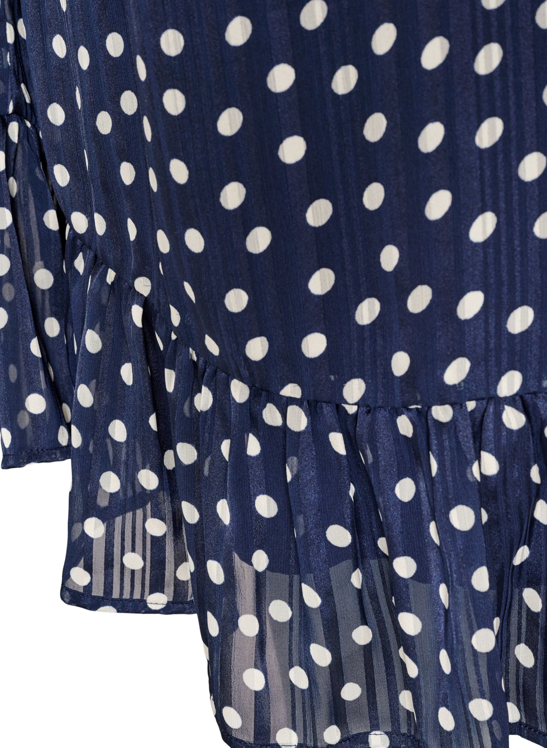 ZizziKuviollinen mekko r&ouml;yhel&ouml;ill&auml; ja pitkill&auml; hihoilla, Sininen, Packshot image number 3