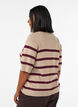 Raidallinen neulepaita lyhyill&auml; hihoilla, Beige, Model image number 2