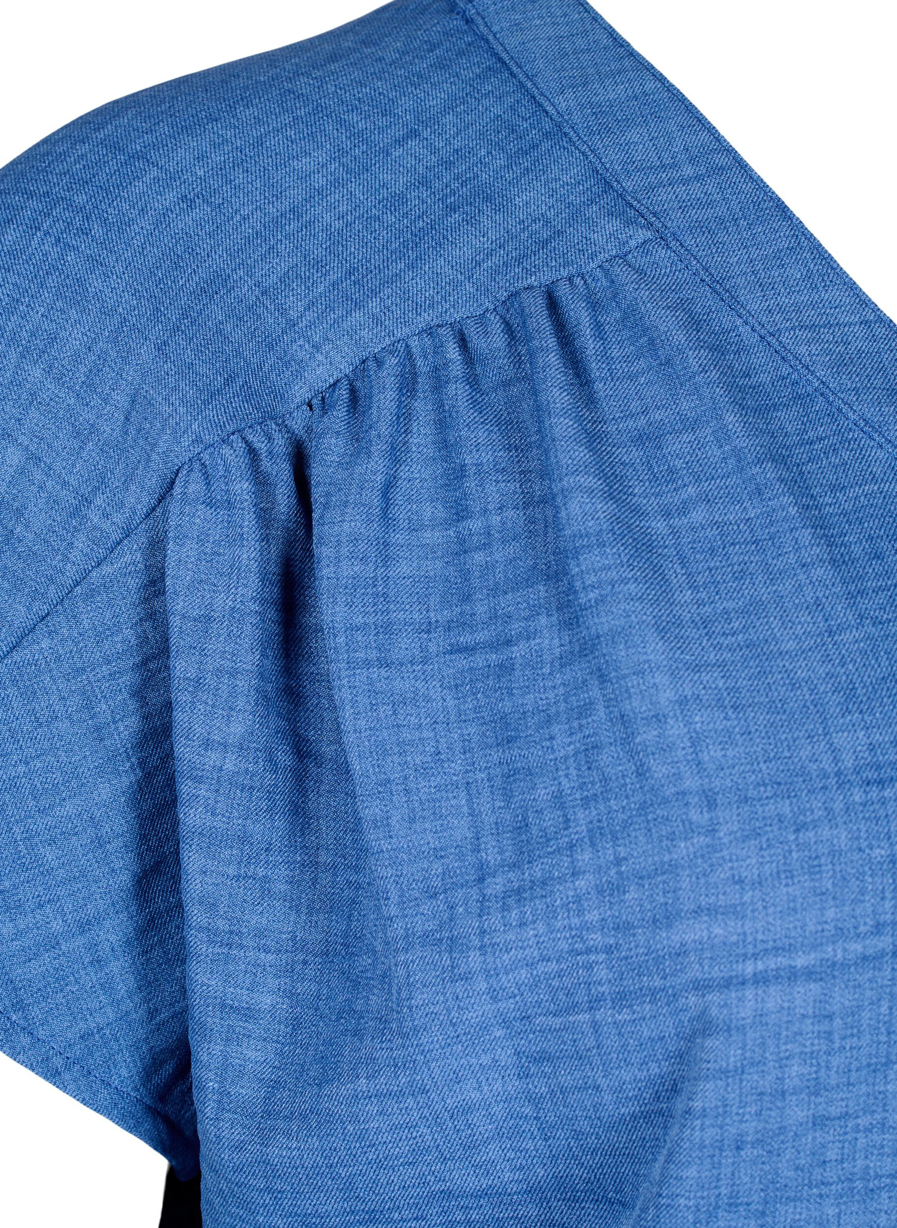 Zizzi Lyhythihainen paitapusero v-p&auml;&auml;ntiell&auml;, Sininen, Packshot image number 3