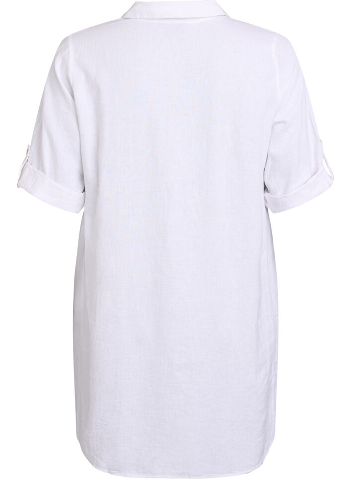 A-mallinen tunika pellavaa ja viskoosia, Valkoinen, Packshot image number 1