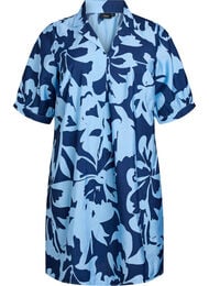 Polvipituinen mekko printillä ja V-pääntiellä, Sininen