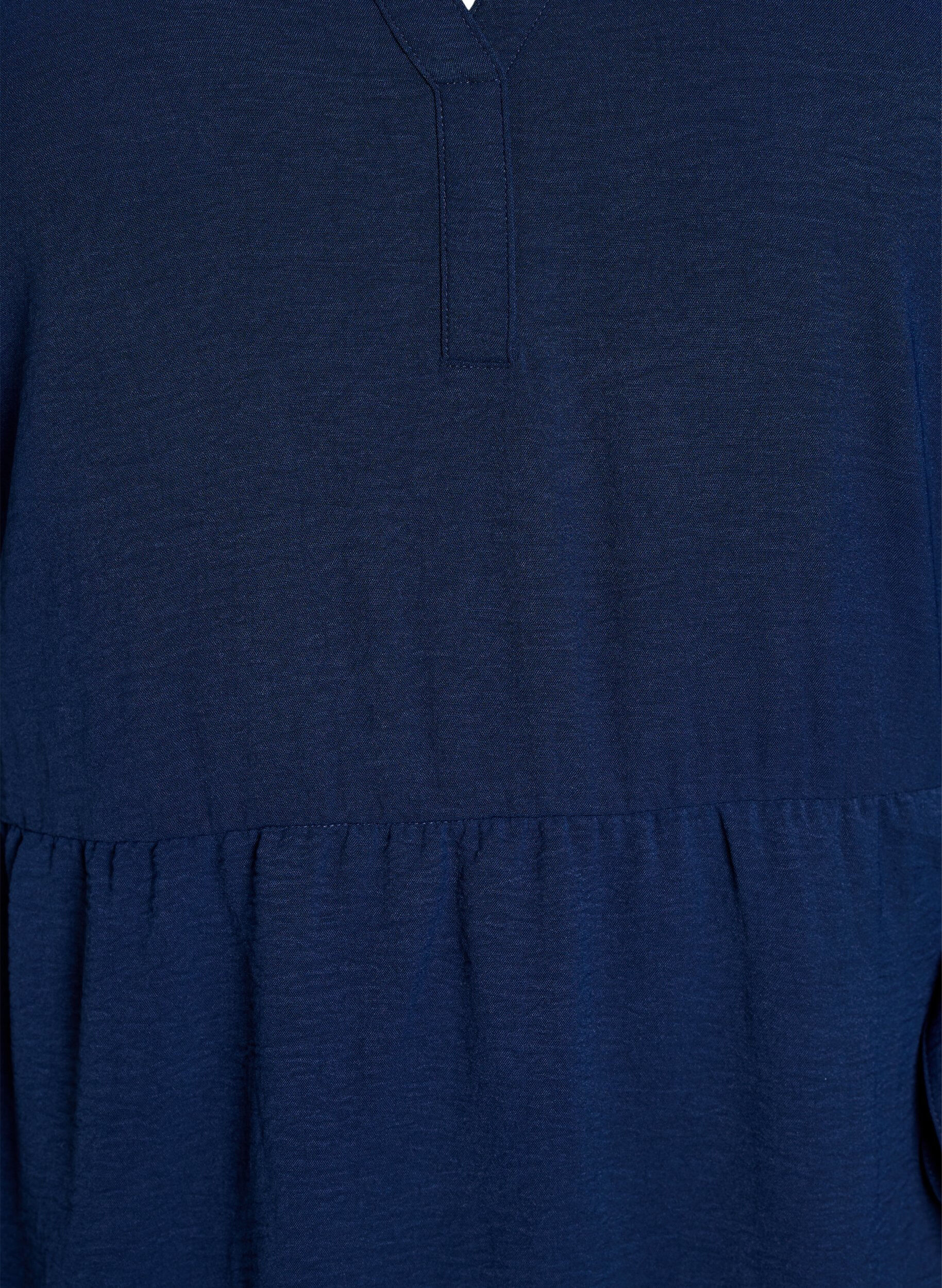 Zizzi Polvimittainen mekko solmuyksityiskohdalla, Sininen, Packshot image number 2