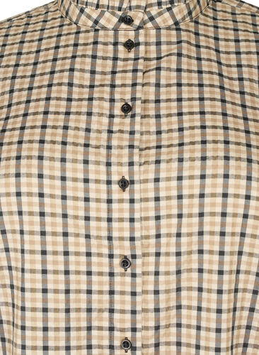 Ruudullinen paitapusero röyhelöillä, Brown Check, Packshot image number 2